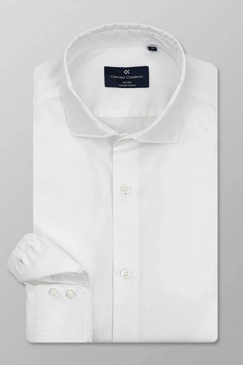 Oxford Company ανδρικό πουκάμισο μονόχρωμο Slim Fit "Sport" - M113-RR21.01 Λευκό