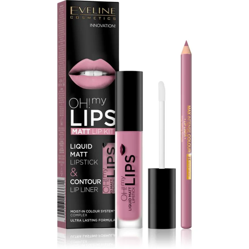 Eveline Cosmetics OH! my LIPS Matt σετ για τα χείλη 03 Rose Nude 2 τμχ