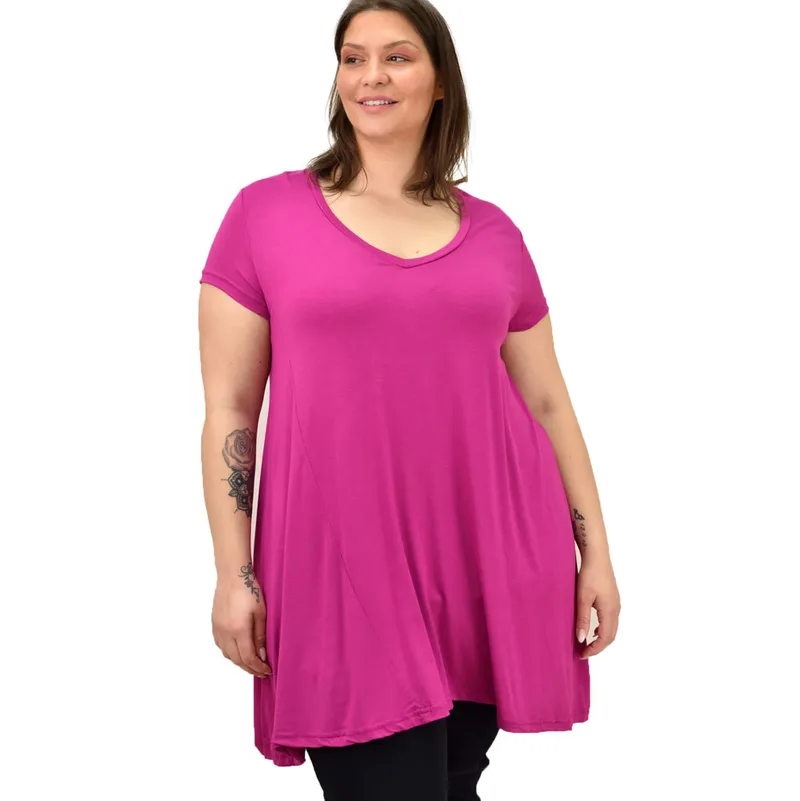 Γυναικεία μπλούζα μονόχρωμη oversized Ματζέντα 19138