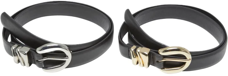 Chunky Multiple Loop Synthetic Leather Belt 2-Pack Urban Classics TB7213A-17832 black/gold+black/silver