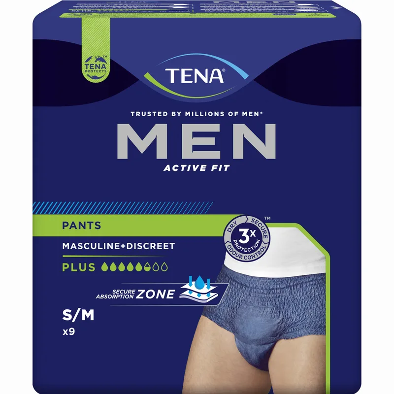 Tena Men Active Fit Pants Plus Ανδρικά Εσώρουχα Ακράτειας για Μεγάλη Διαρροή Ούρων 9 Τεμάχια - Small / Medium
