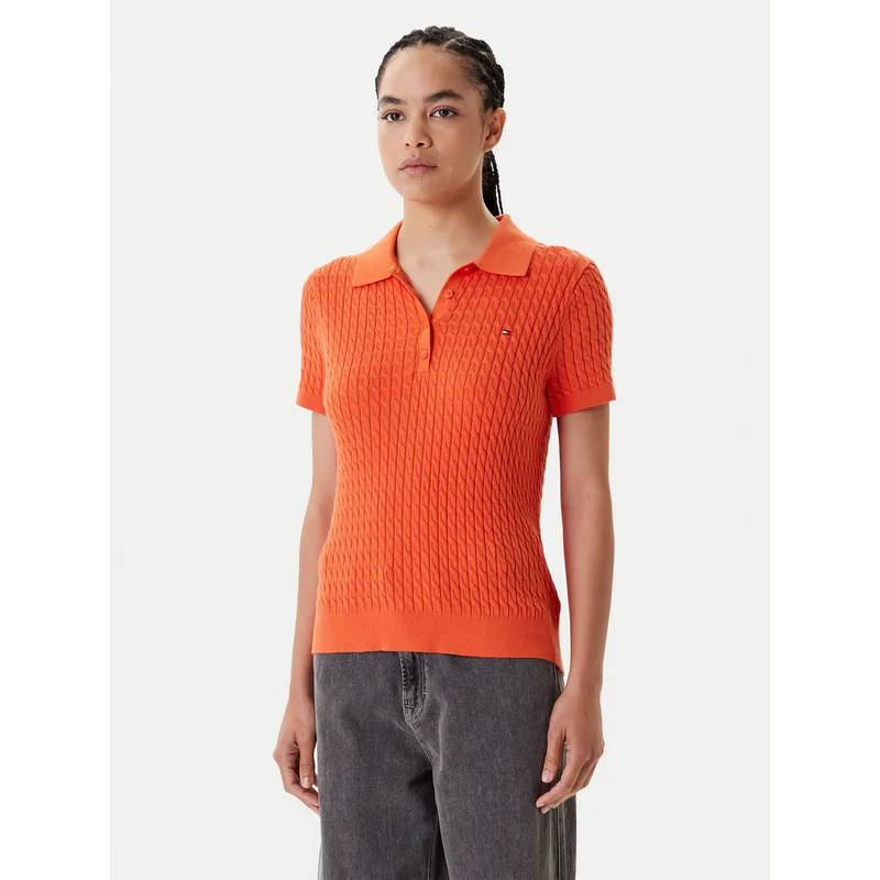 Tommy Hilfiger Polo Fine WW0WW41474 Πορτοκαλί Regular Fit