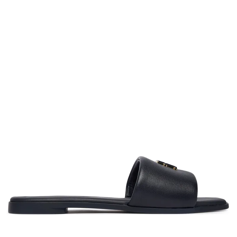 Παντόφλες Tommy Hilfiger Th Logo Hardware Leather Mule FW0FW09292 Σκούρο μπλε