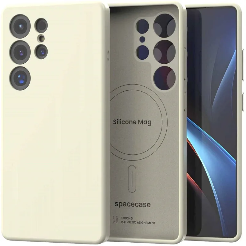 Θήκη Samsung Galaxy S25 Ultra Spacecase Silicone Magnetic Case Σιλικόνης με MagSafe - Μπεζ (5905719114220)