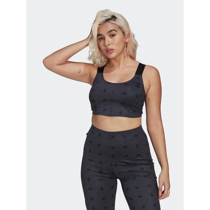 adidas Τοπ Allover Print Corset HL9159 Γκρι Slim Fit