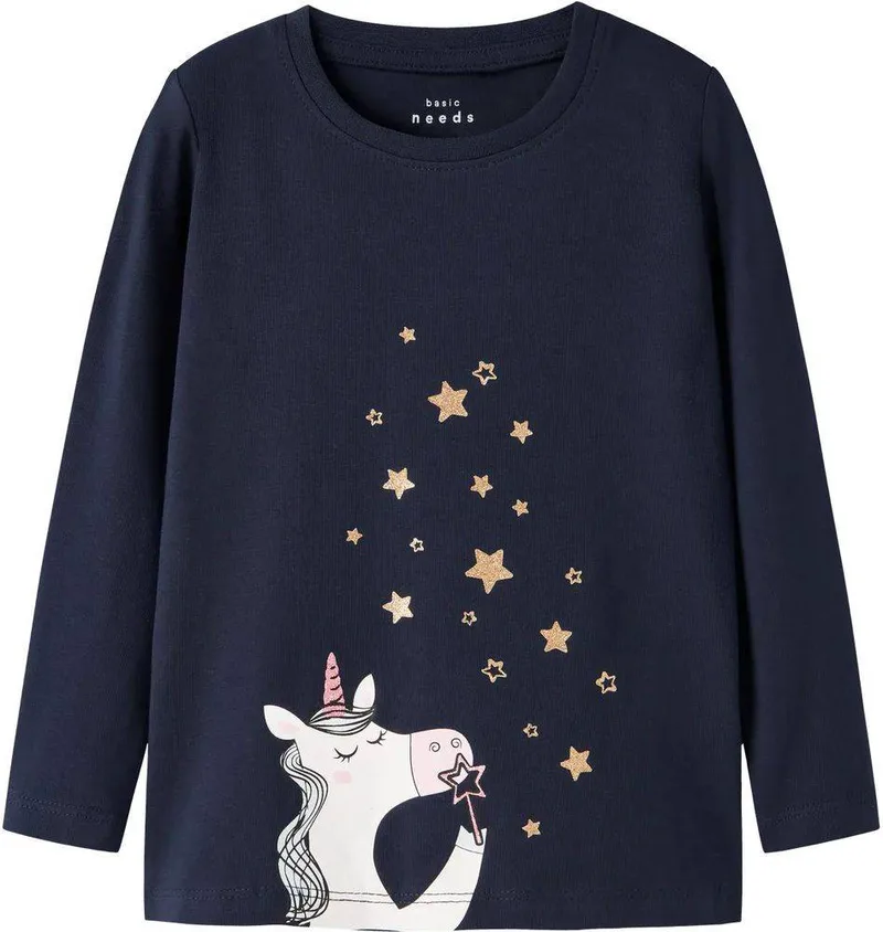 ΜΠΛΟΥΖΑ ΜΑΚΡΥΜΑΝΙΚΗ NAME IT NMFVIX STAR BUBBLES 13224958 ΣΚΟΥΡΟ ΜΠΛΕ (104CM)-(4 ΕΤΩΝ)