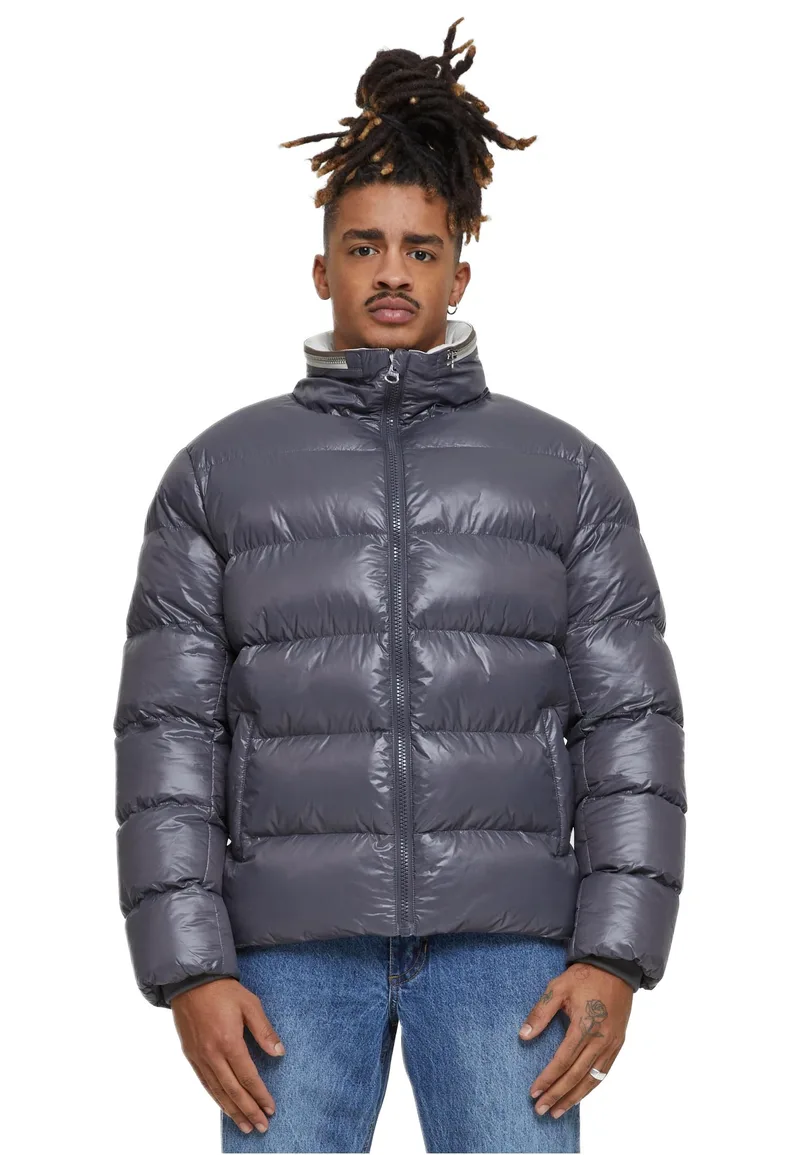 Recycled Zip neck Puffer Jacket Urban Classics TB7014-07890 Dark Stone