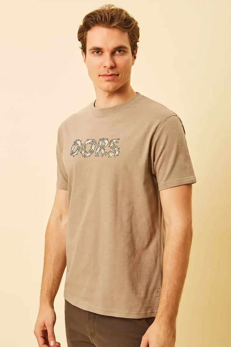 DORS ανδρικό T-shirt με graphic logo Regular Fit - 1140026.C04 Μπεζ