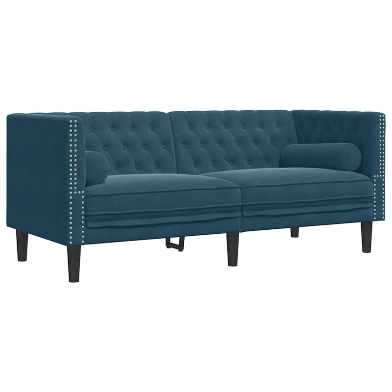 vidaXL Καναπές Chesterfield Διθέσιος με Στηρίγματα από Μπλε Βελούδο