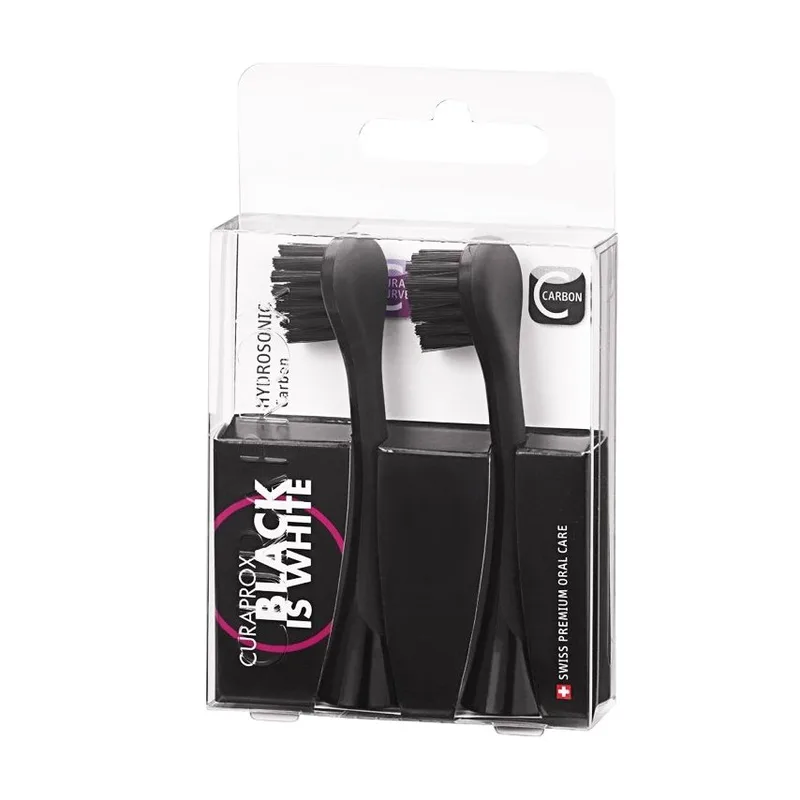 Curaprox Black Is White Hydrosonic Carbon Brush Head Ανταλλακτικές Κεφαλές 2τμχ