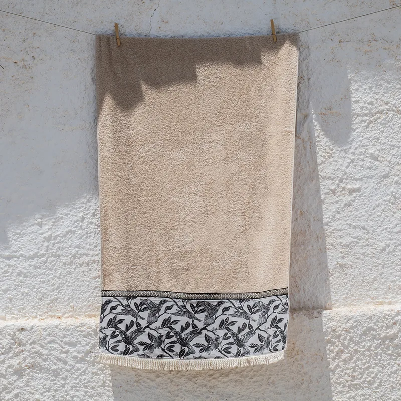 Πετσέτα Θαλάσσης (80x160) White Fabric Shellora Μπεζ