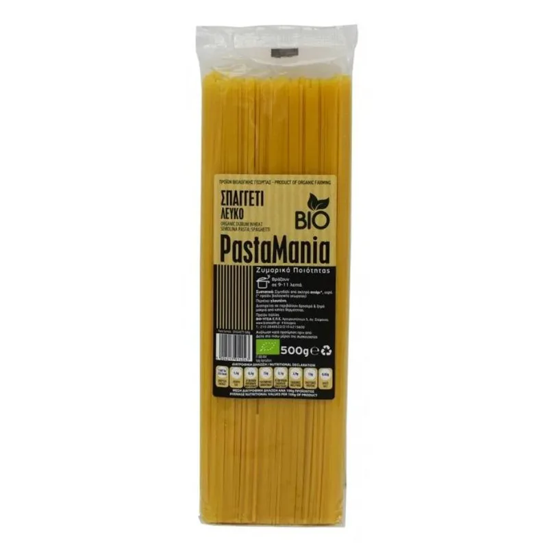 Βιολογικό Σπαγγέτι Λευκό Pastamania - Όλα Bio - 500gr Ola Bio Ελλάδα No Sugar Added Lactose Free Vegan Organic Palm Oil Free