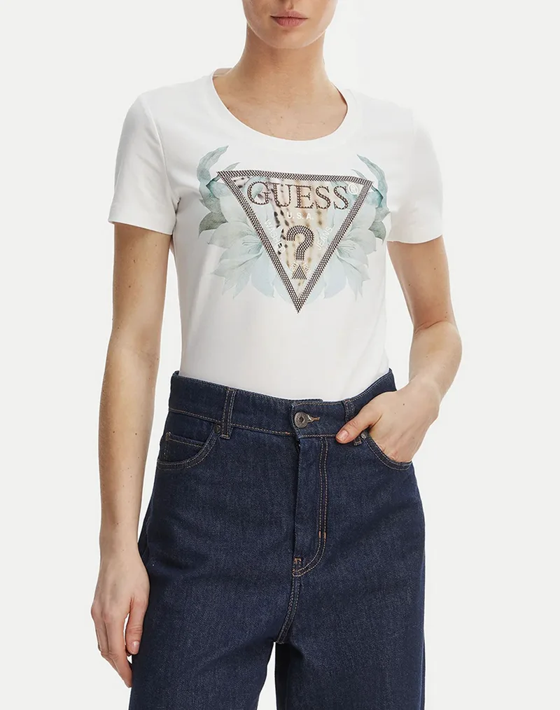 GUESS SS CN FLOWER TRIANGLE TEE ΜΠΛΟΥΖΑ ΓΥΝΑΙΚΕΙΟ W6GI12K3027-G011 White