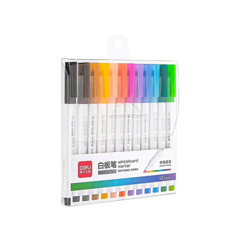 Deli Set Μαρκαδόροι Πίνακος 1mm 12 Χρώματα Ασσορτί
