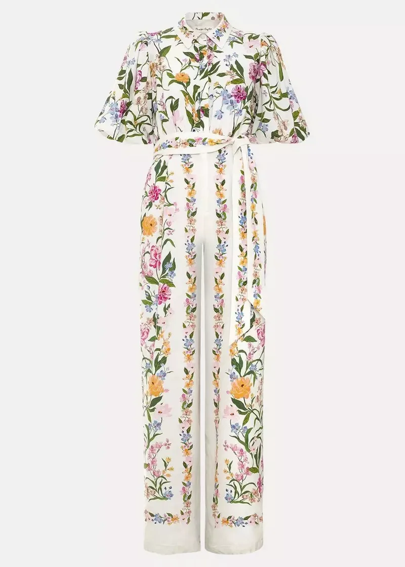 Phase Eight Γυναικεία Ολόσωμη Φόρμα Regular Fit Με Floral Print Και Wide Leg Γραμμή