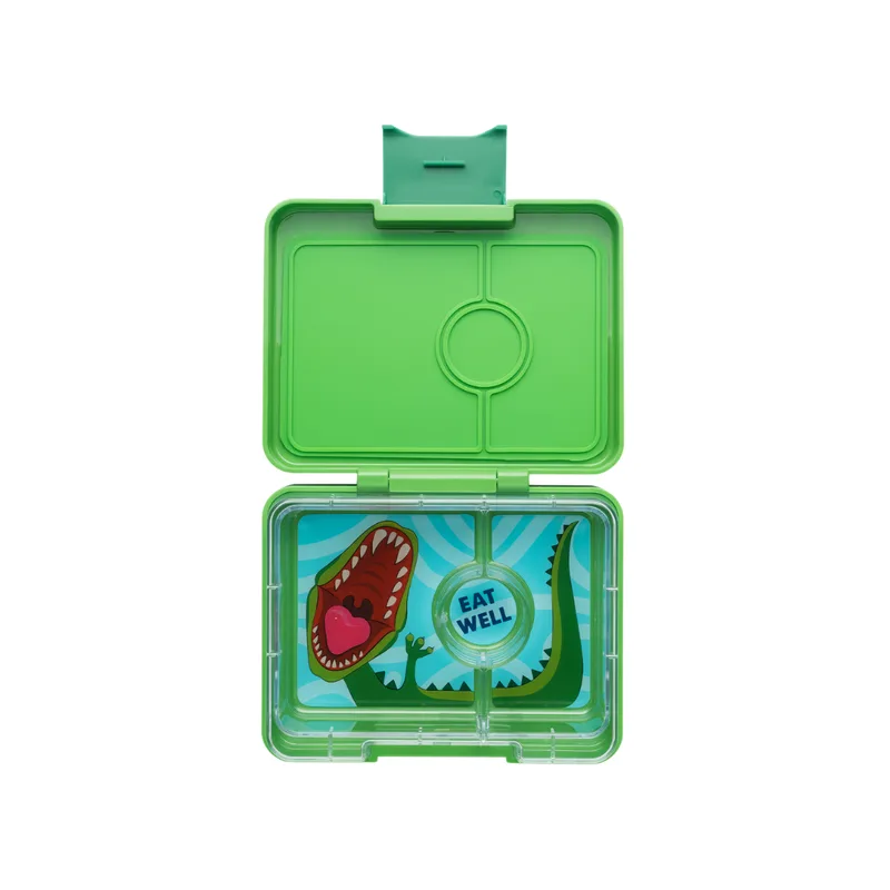 Yumbox Yumbox Snack 3-sections Jurassic Green / Dinosaur tray