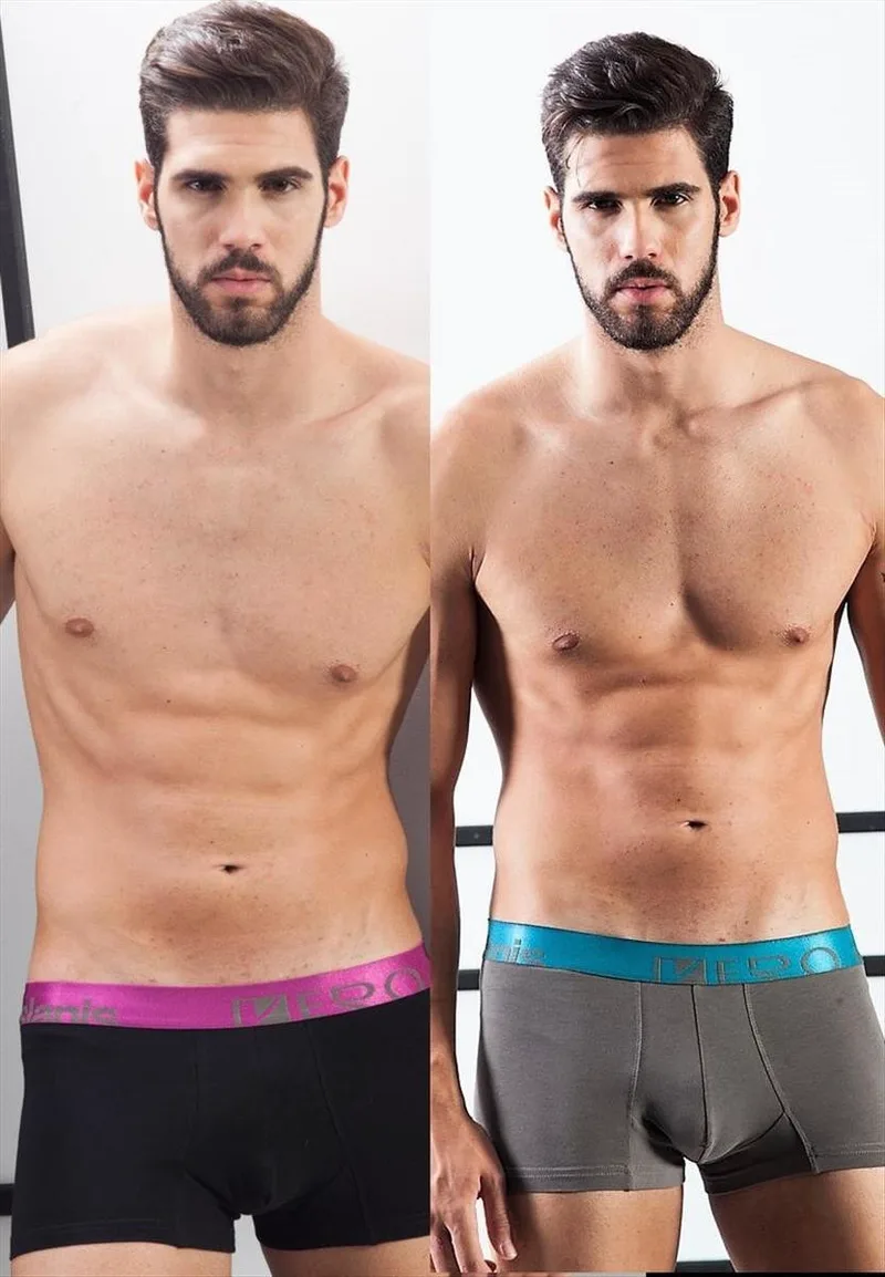 VERO by ASLANIS BOXER 2PACK με Χρωματιστό Λάστιχο - Μαύρο-Γκρι
