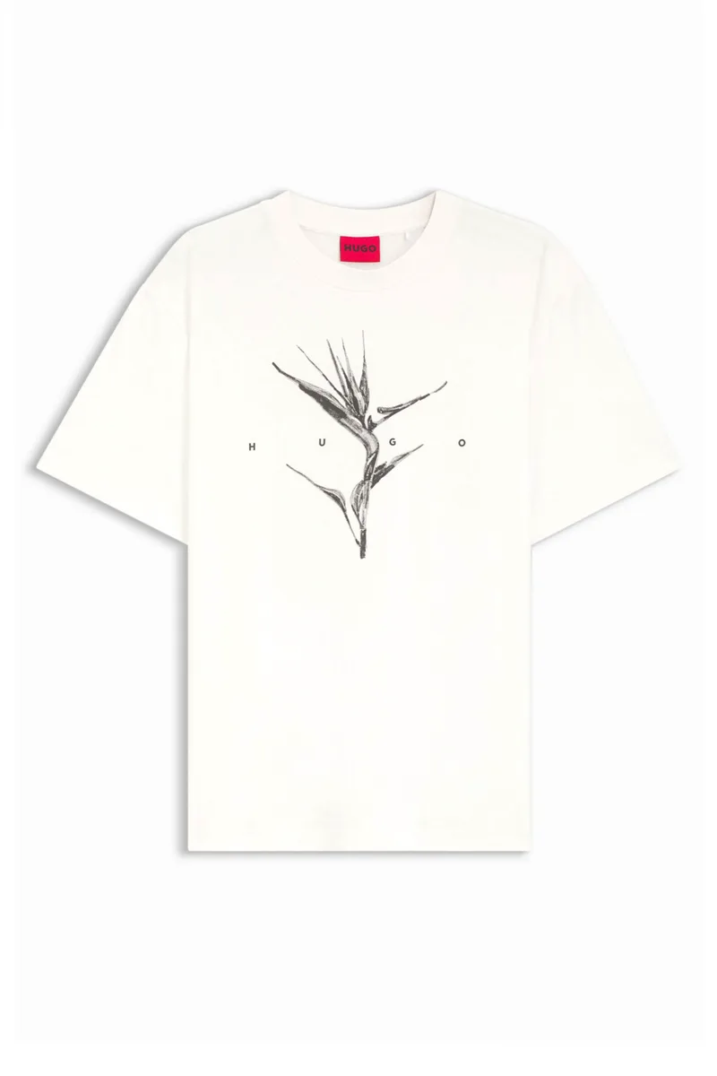 HUGO T-SHIRT DARISE LOGO ΕΚΡΟΥ