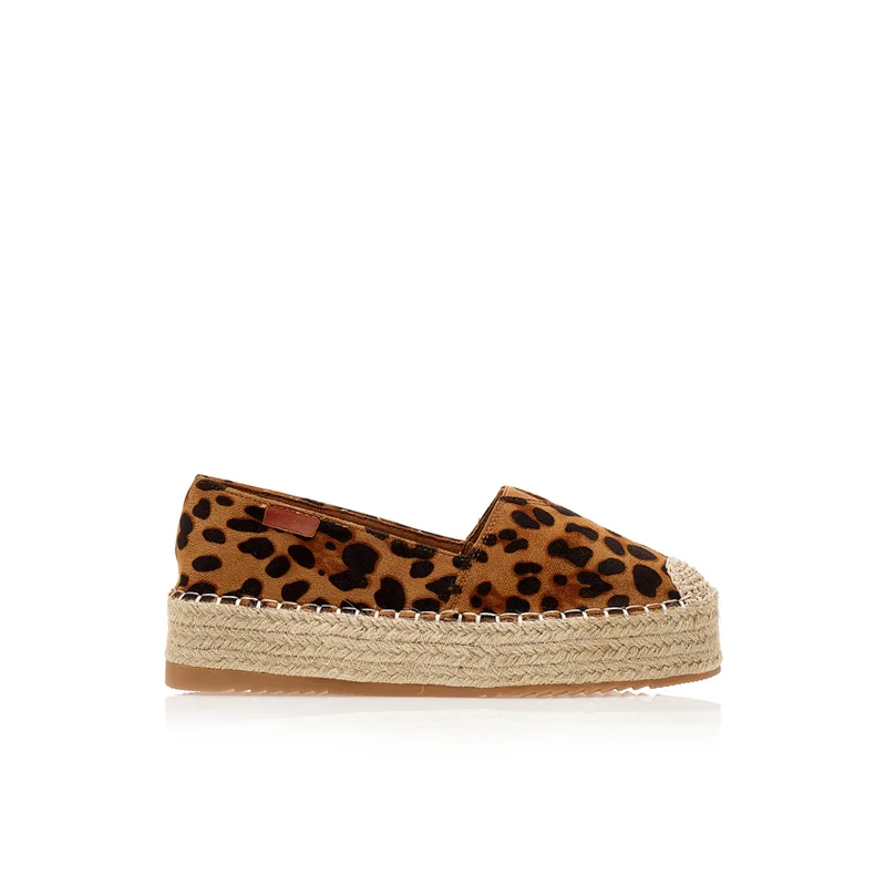 Εσπαντρίγιες animal print σουέτ με λαστιχο και πλεκτό σχέδιο ΛΕΟΠΑΡ