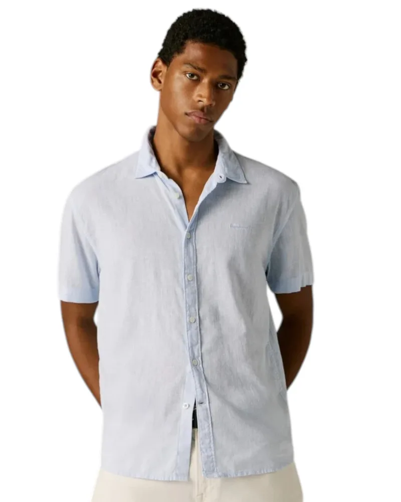 Pepe Jeans Ανδρικό Κοντομάνικο Πουκάμισο Percy PM3091193-504 Σιέλ