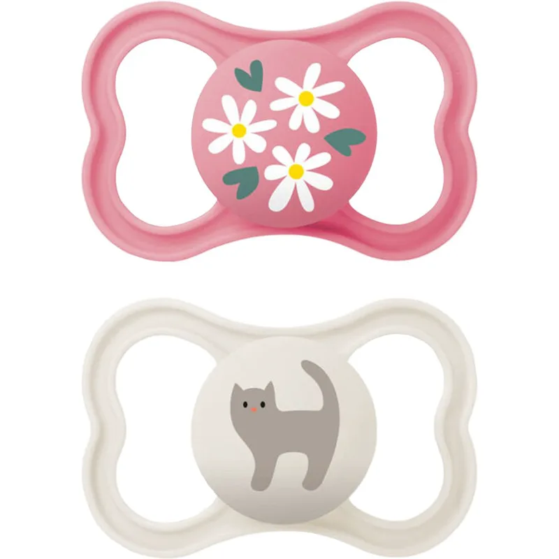 Mam Air Silicone Soother 6-16m Ορθοδοντική Πιπίλα Σιλικόνης με Μεγάλες Οπές για καλύτερο Εξαερισμό του Δέρματος της Περιστοματικής Περιοχής, 2 Τεμάχια Κωδ 215SGc - Φουξια / Μπεζ