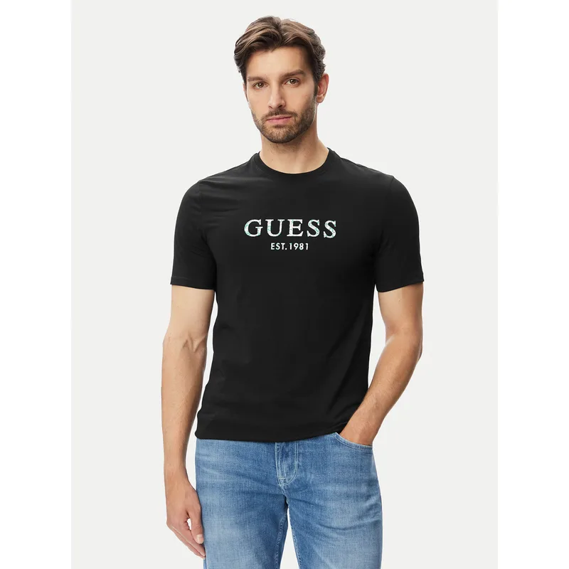 Guess T-Shirt M4YI38 J1314 Μαύρο Slim Fit