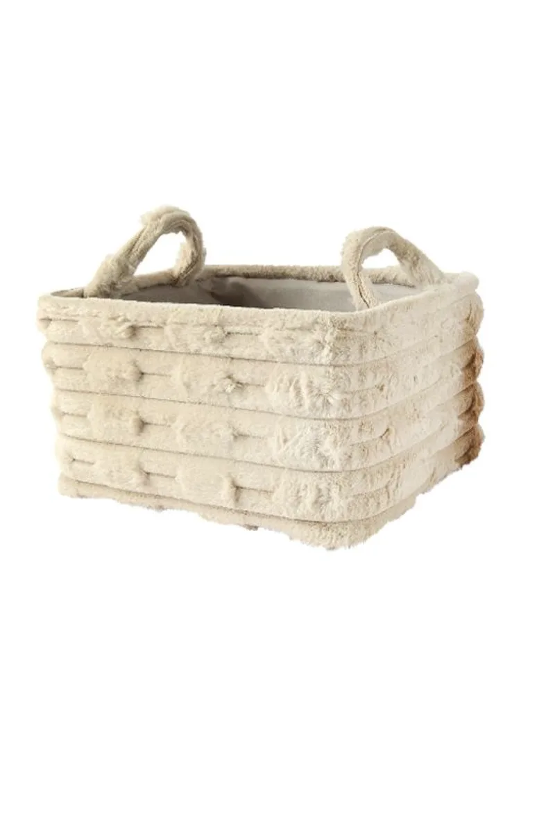 Καλαθι Με Λαβες Σε Μπεζ Αποχρωση 40Cm 40x30x22cm Μονόχρωμο Kaeming