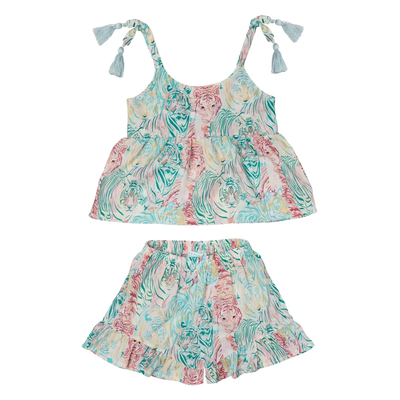 GIRL'S SET TOP SHORTS ANIMALS