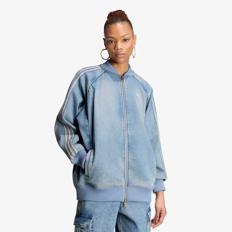 Μπουφάν adidas SST Oversized Denim Tracktop Worn Blue Denim XS
