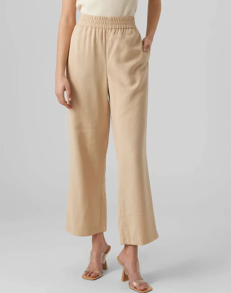 VERO MODA VMCARMEN HW WIDE PULL-ON PANT NOOS 10278926-Irish Cream Cream