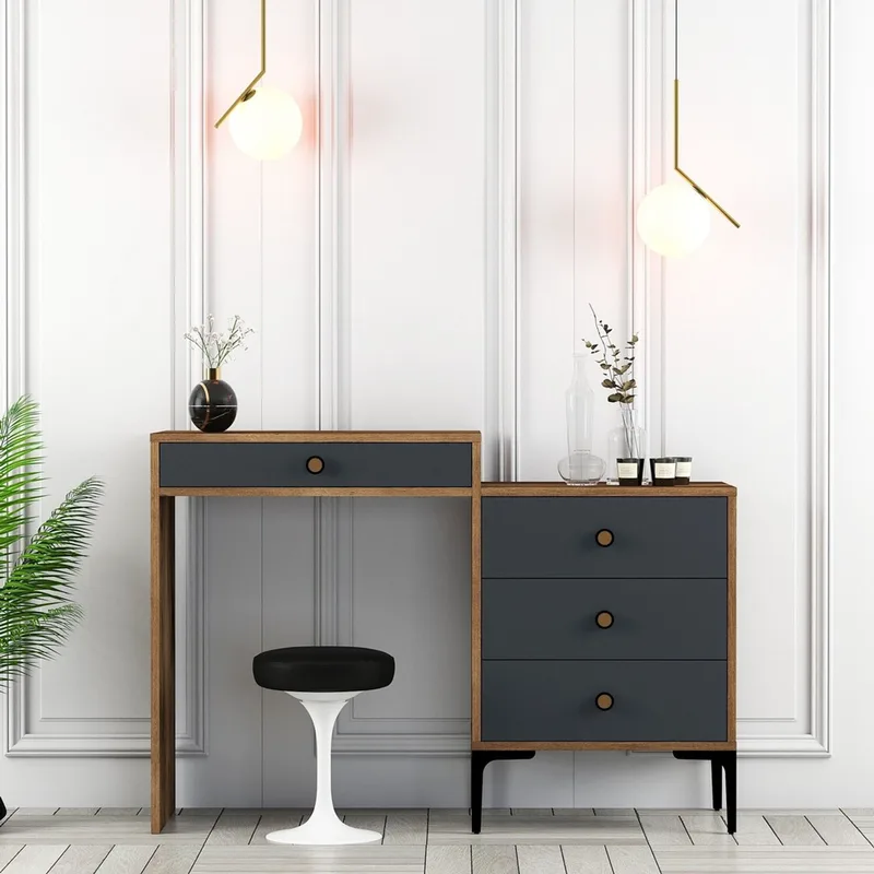 Τουαλέτα Κρεβατοκάμαρας (Μπουντουάρ) Lizbon 550 - Walnut, Anthracite 845Hct2301 (124x84,7x40 cm)