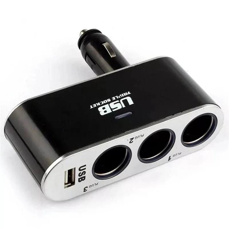Andowl Φορτιστής Αυτοκινήτου Μαύρος με Θύρες: 1xUSB 3xΑναπτήρα