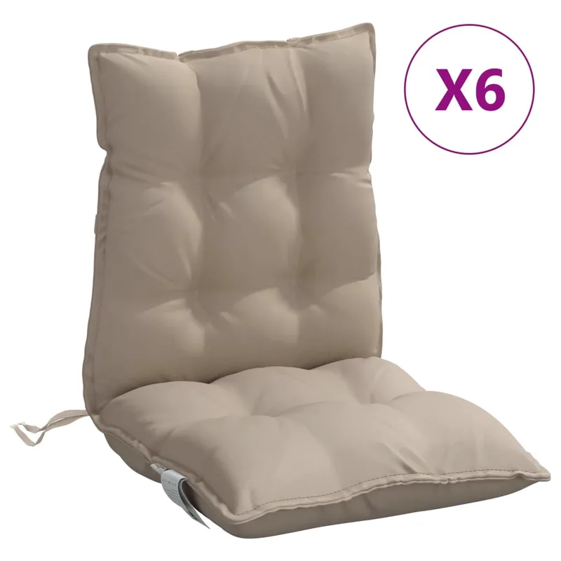 vidaXL Μαξιλάρια Καρέκλας Χαμηλή Πλάτη 6 τεμ. Taupe Ύφασμα Oxford