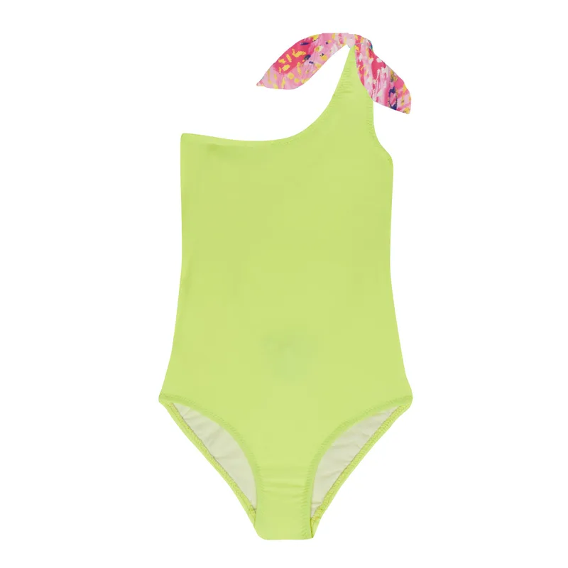 GIRL’S ONE PIECE ONE SHOULDER SPLASH YELLOW