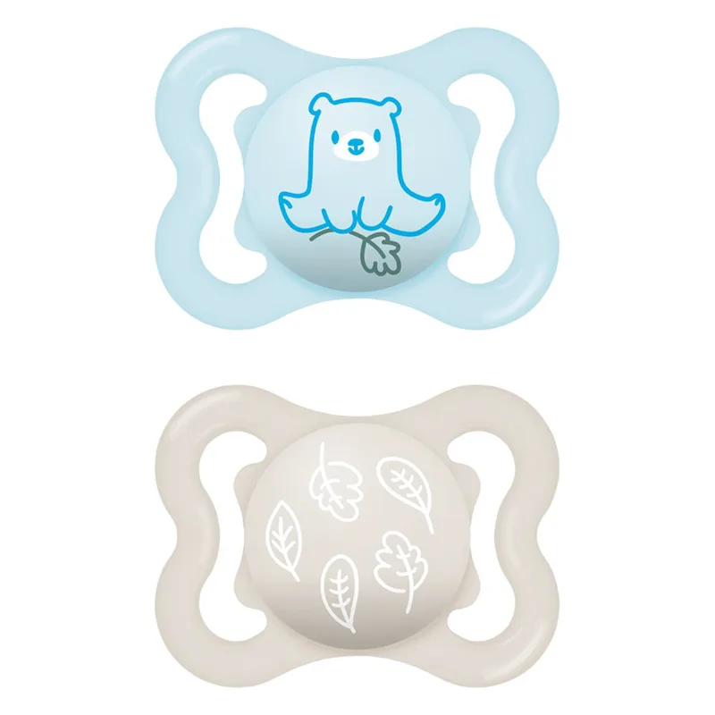 Mam Supreme Silicone Soother 2-6m Κωδ 145SGc Πιπίλα Σιλικόνης που Υποστηρίζει την Υγιή Οδοντική Ανάπτυξη 2 Τεμάχια - Γαλάζιο / Γκρι