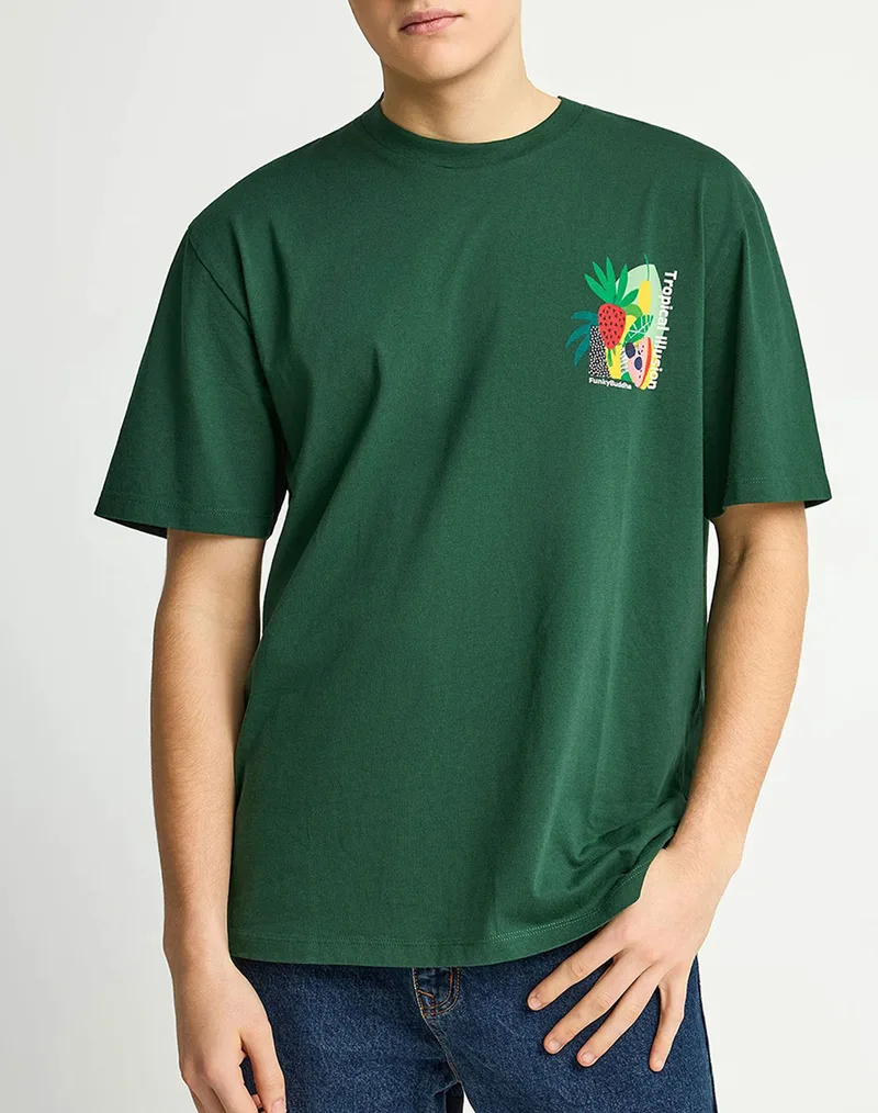 FUNKY BUDDHA T-Shirts FBM013-079-04-BISTROT GREEN Green