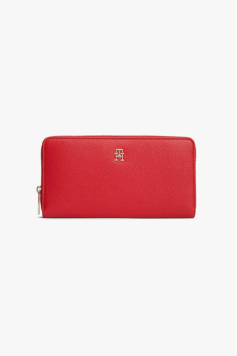 Tommy Hilfiger γυναικείο πορτοφόλι με μεταλλικό μονόγραμμα - AW0AW18483 Κόκκινο