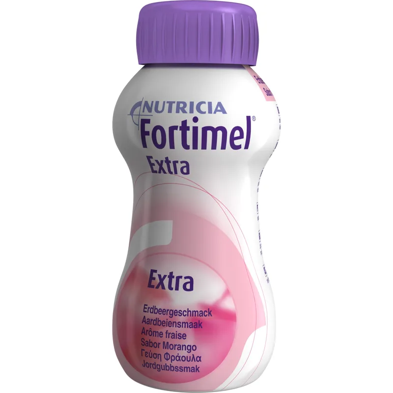 Nutricia Fortimel Extra Strawberry Πόσιμο Θρεπτικό Σκεύασμα Υψηλής Περιεκτικότητας σε Πρωτεΐνη και Υψηλή Ενέργεια με Γεύση Φράουλα 4x200ml