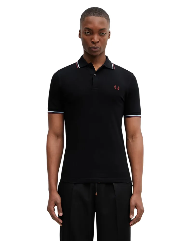 Fred Perry Ανδρική Μπλούζα Twin Tipped Polo M3600-10B Μαύρο