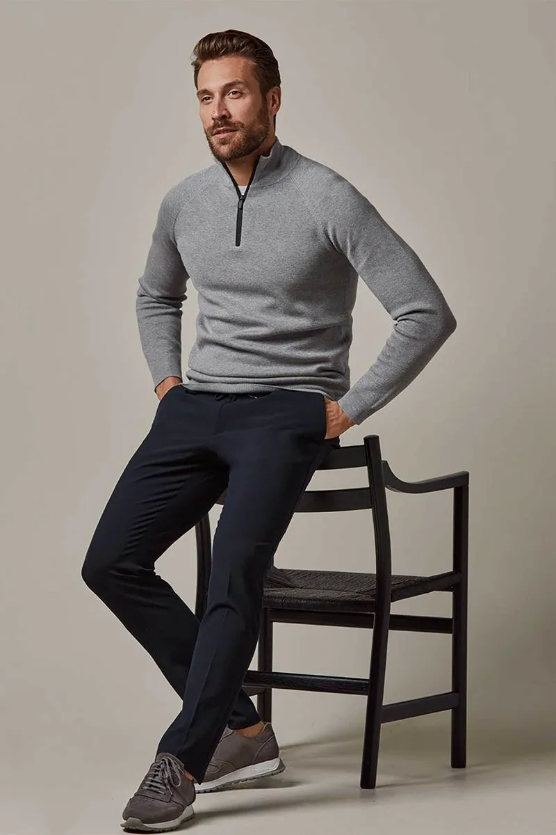 Profuomo ανδρικό casual παντελόνι με ελαστική μέση Slim Fit - PPVQ30015A Σκούρο Μπλε