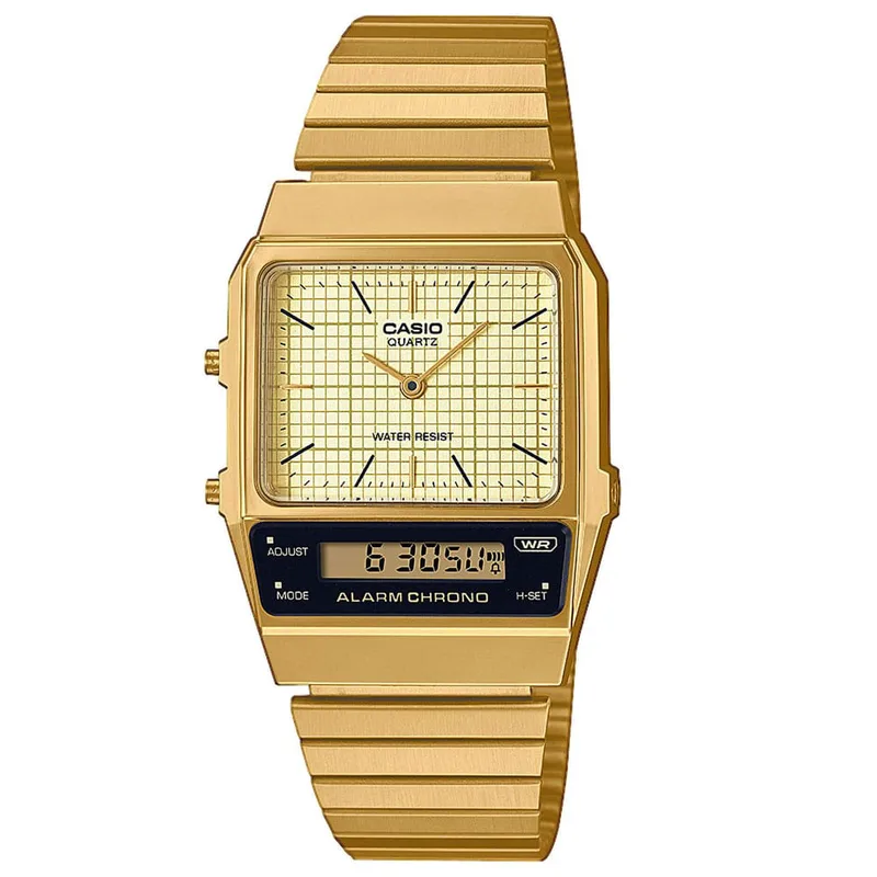 CASIO Vintage Χρυσό Stainless Steel Bracelet AQ-800EG-9AEF