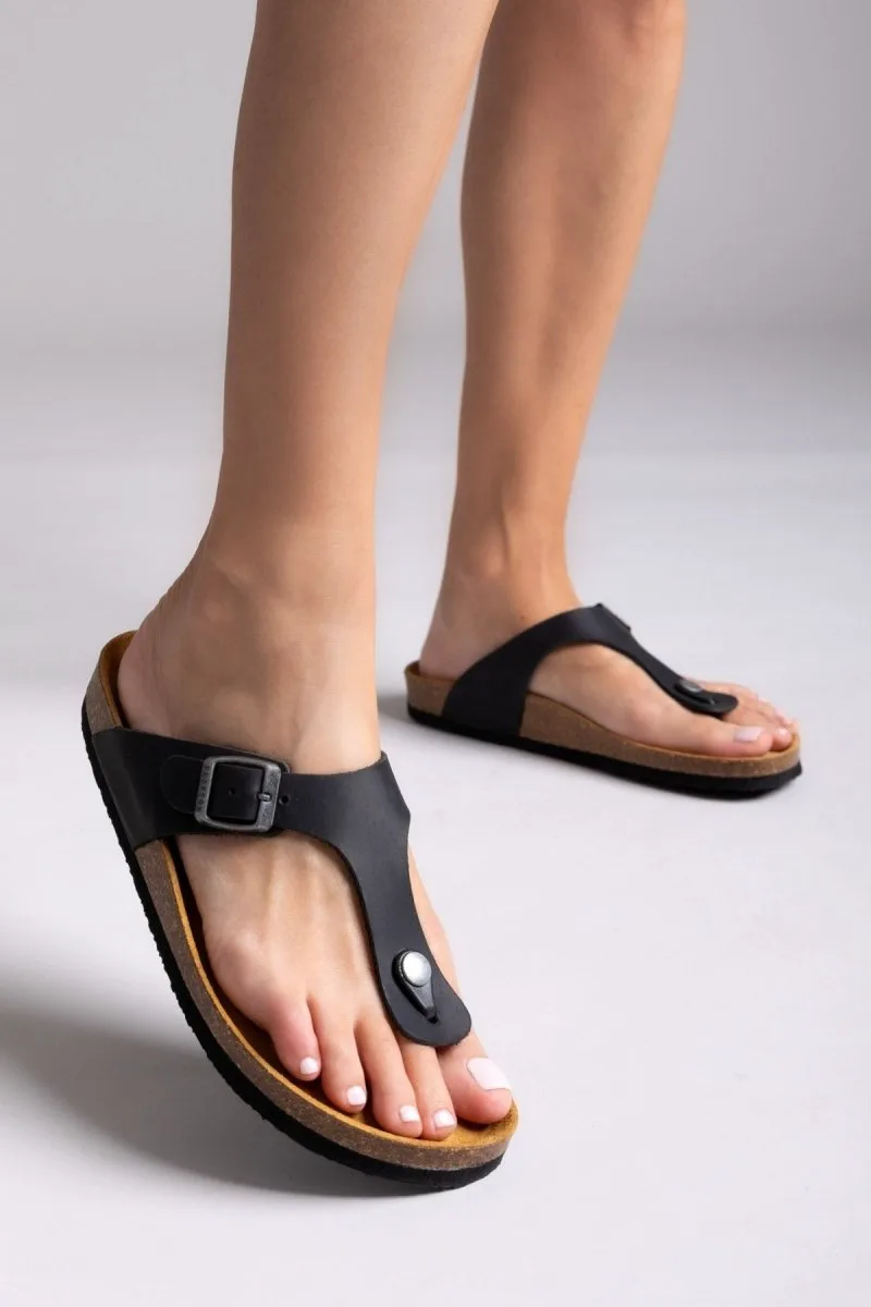 Plakton Leather Sandals - 181671 (ματ δέρμα) - Black