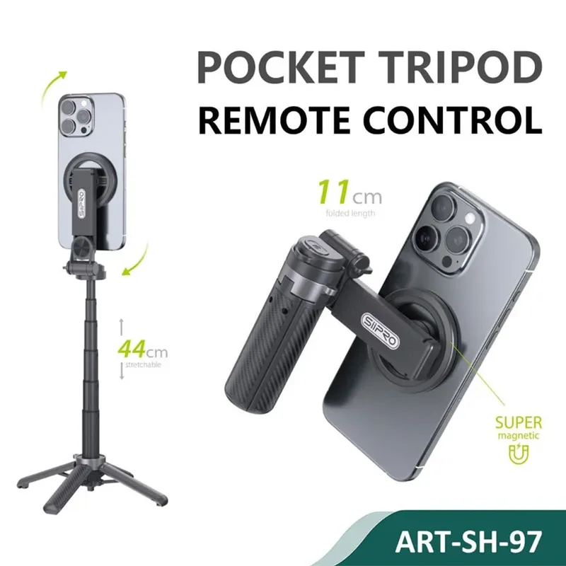Siipro Pocket MagSafe Selfie Stick Tripod Black (SH-97)