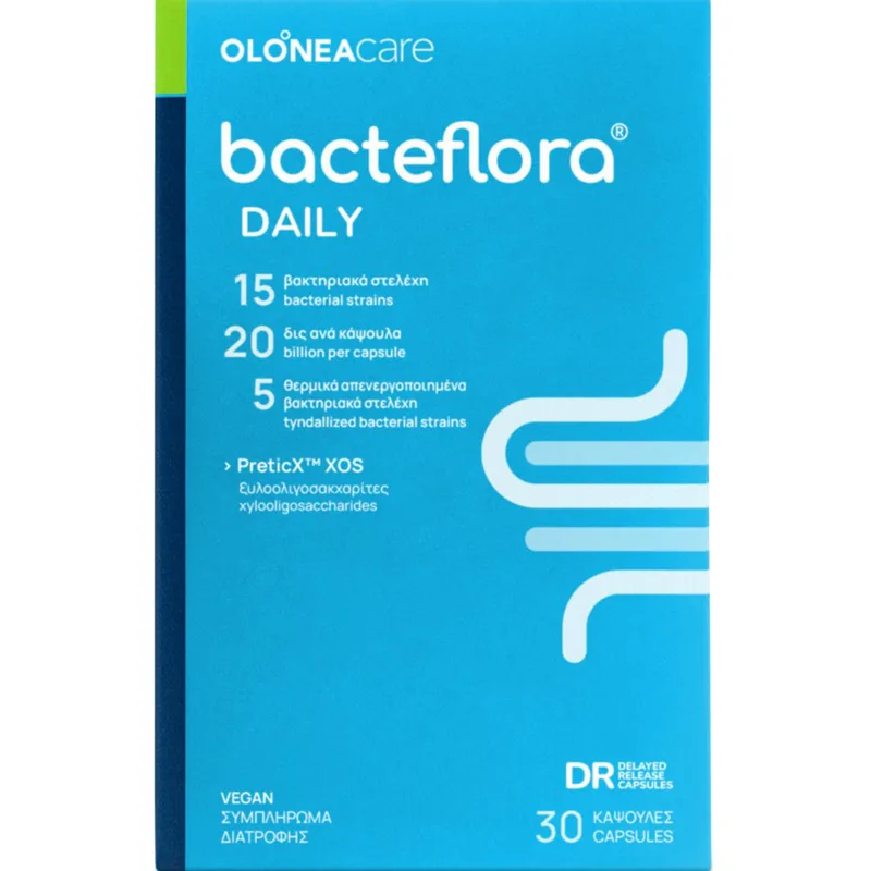 Olonea Bacteflora Daily Συμπλήρωμα Διατροφής Προβιοτικών για την Ενίσχυση του Εντερικού Μικροβιώματος 30veg.caps