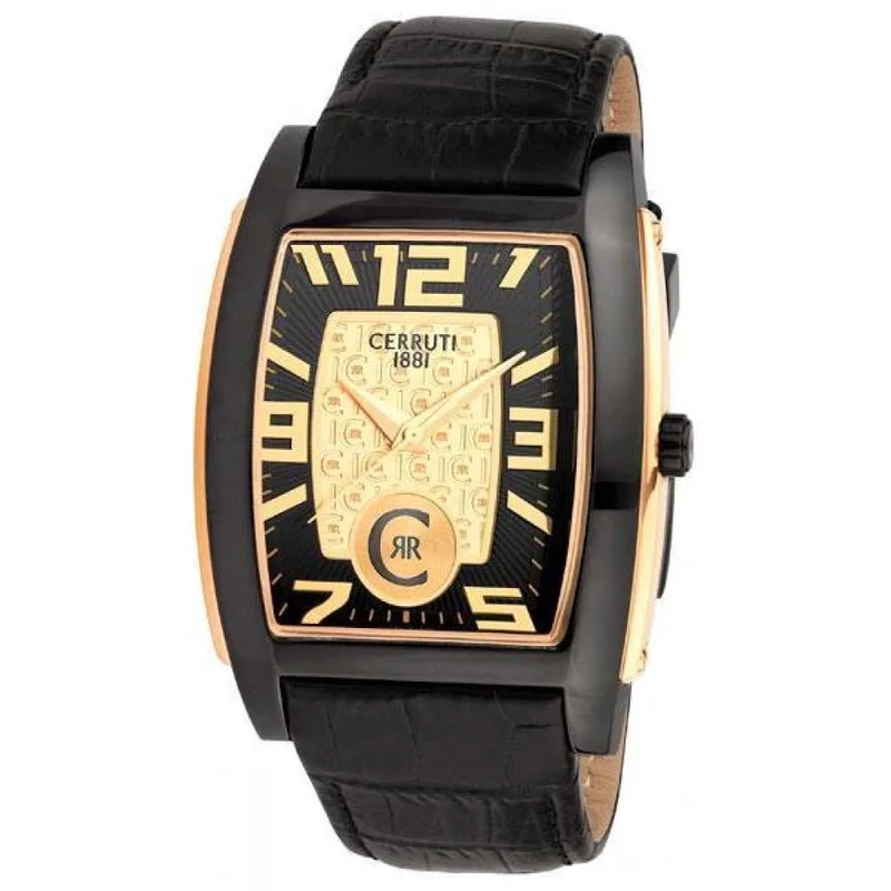 Cerruti 1881 Genova Black Leather Strap CRD003D222B