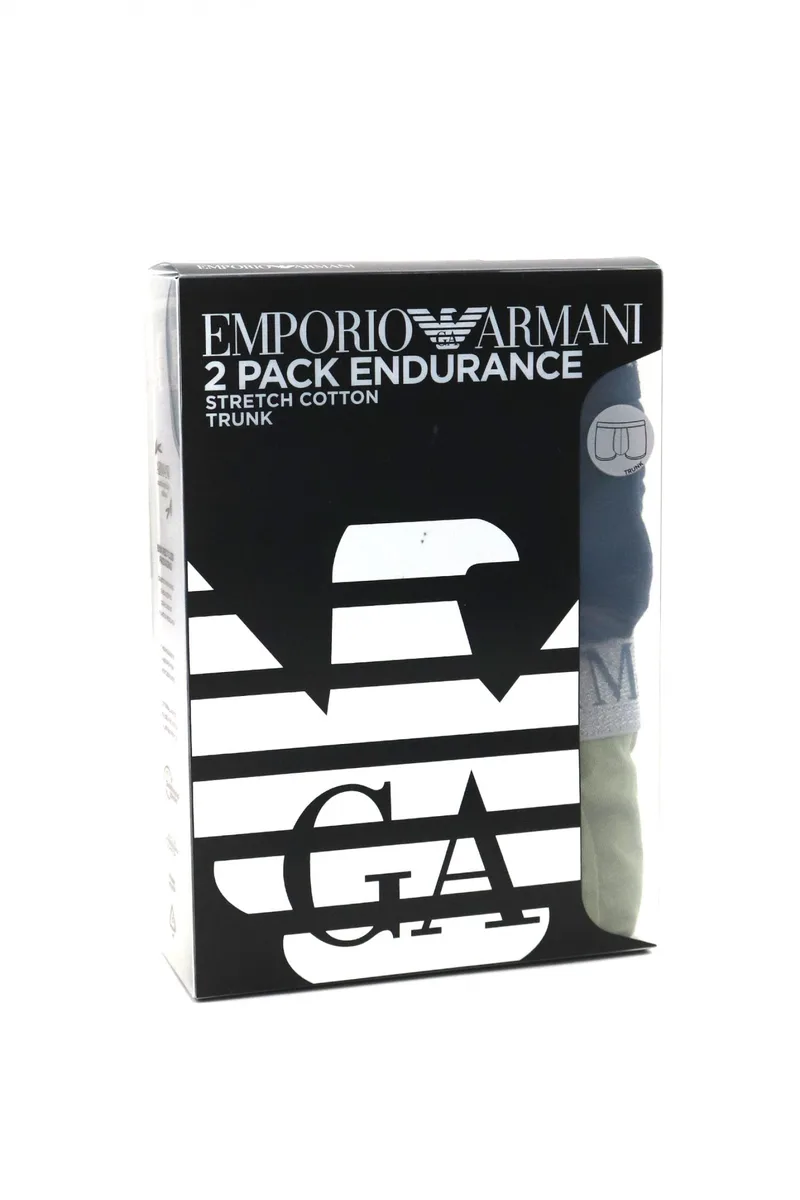 EMPORIO ARMANI ΕΣΩΡΟΥΧΑ 2PACK TRUNK COTTON STRETCH ΜΠΛΕ-ΧΑΚΙ