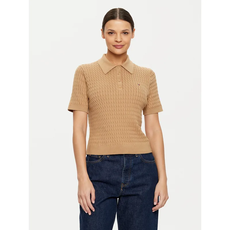 Tommy Hilfiger Polo WW0WW43957 Μπεζ Regular Fit
