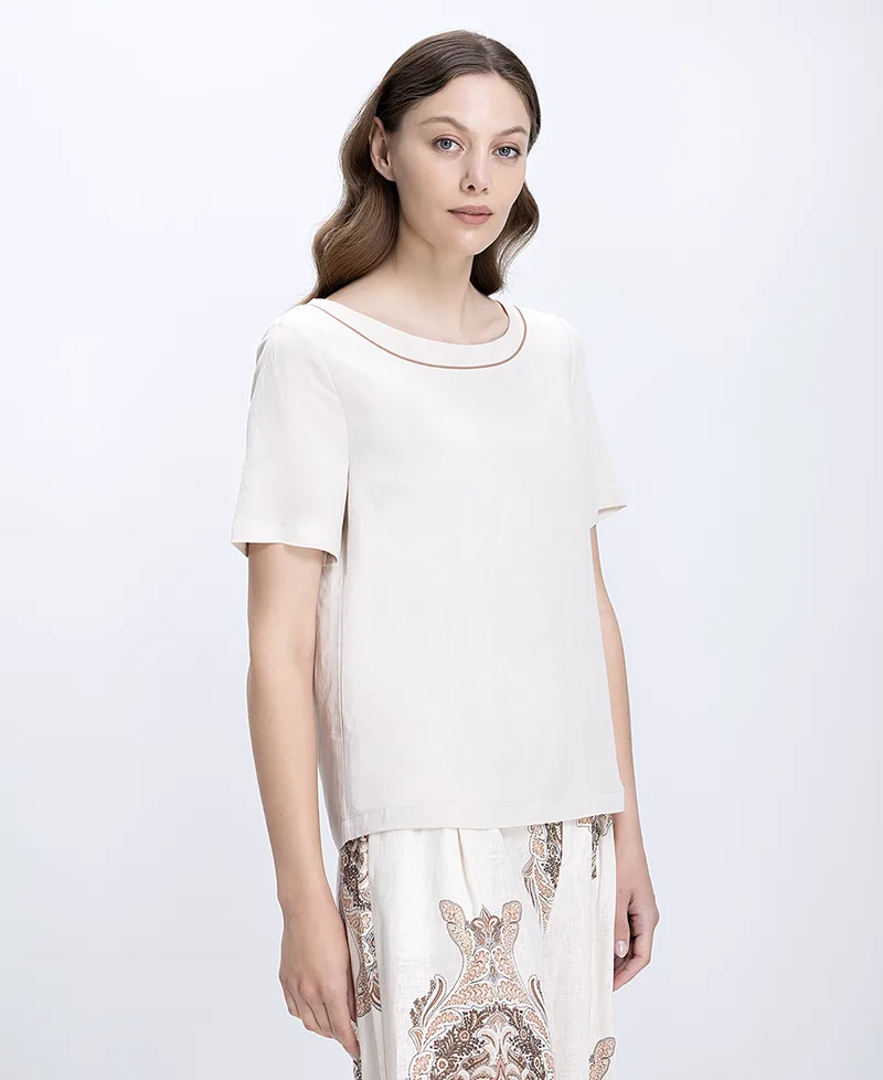 The Abito Γυναικεία Μπλούζα Relaxed Fit Με Contrast Λεπτομέρεια Στη Λαιμόκοψη