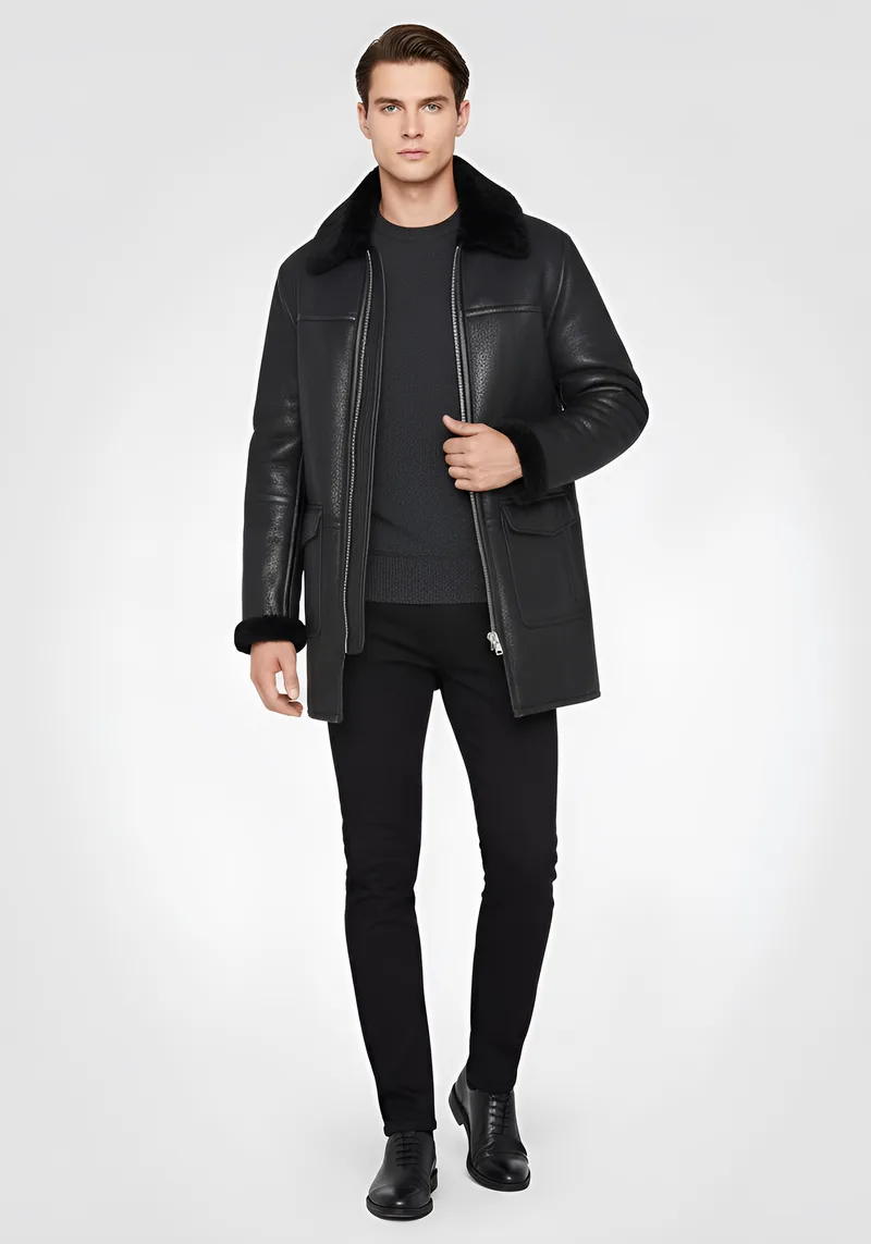 Schott N.Y.C. Δερμάτινο Μακρύ Παλτό της σειράς Lccolorado - Lccolorado Black