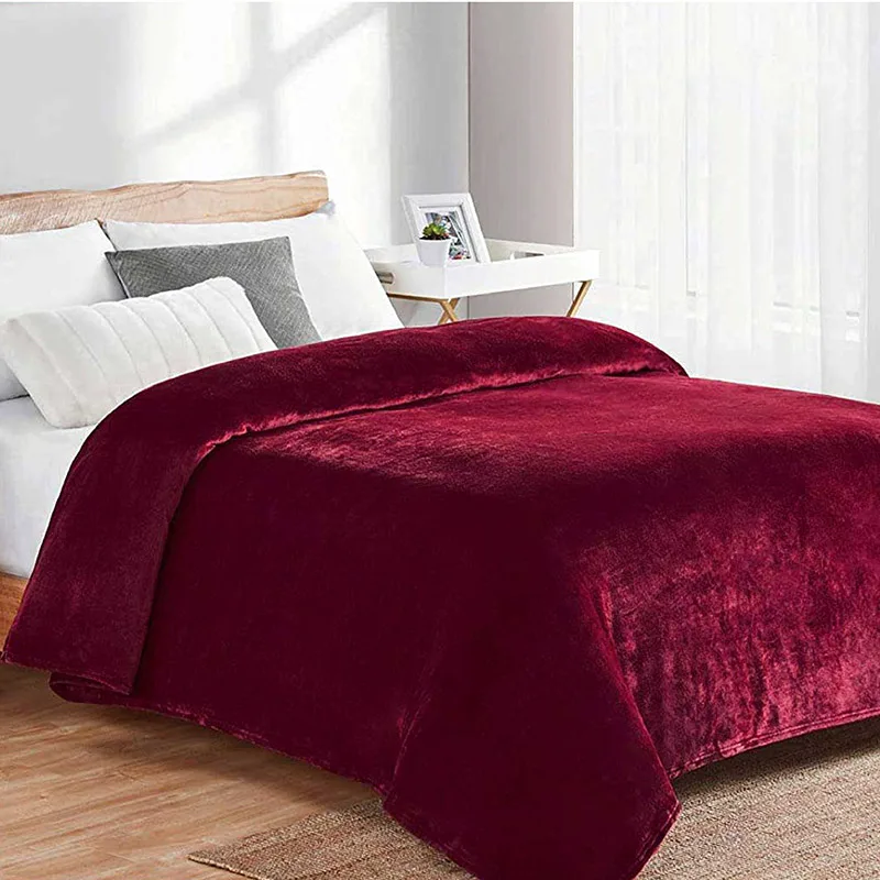 Κουβέρτα Fleece Υπέρδιπλη 220X240 Dimcol Μονόχρωμη Bordeaux (220x240)